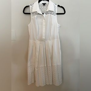 Ann Taylor pleated white midi dress